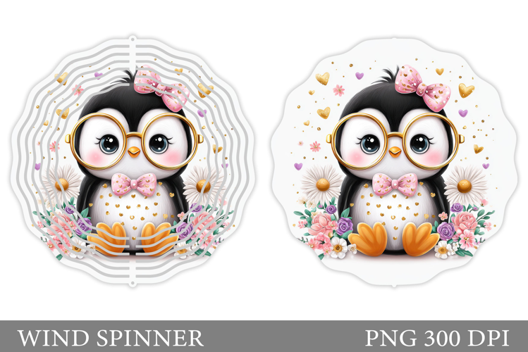Cute Penguin Wind Spinner Design. Cute Penguin Sublimation
