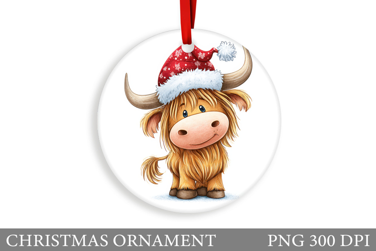 Cute Cow Christmas Ornament. Christmas Ornament Sublimation