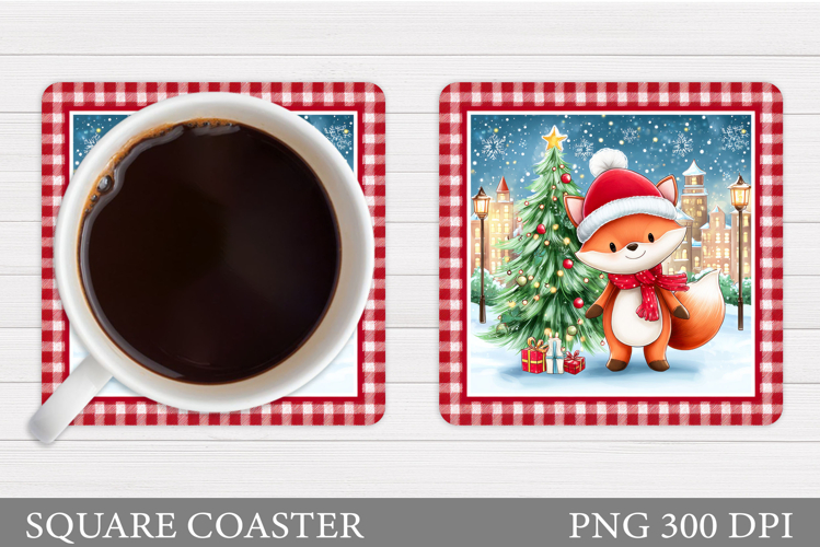 Christmas Fox Coaster. Christmas Coaster Sublimation