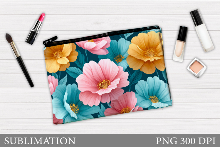 Floral Makeup Bag. Flowers Makeup Pouch Sublimation