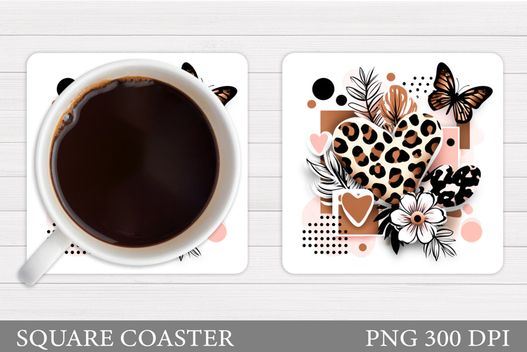 Butterfly Coaster Sublimation. Butterfly Flowers Coaster