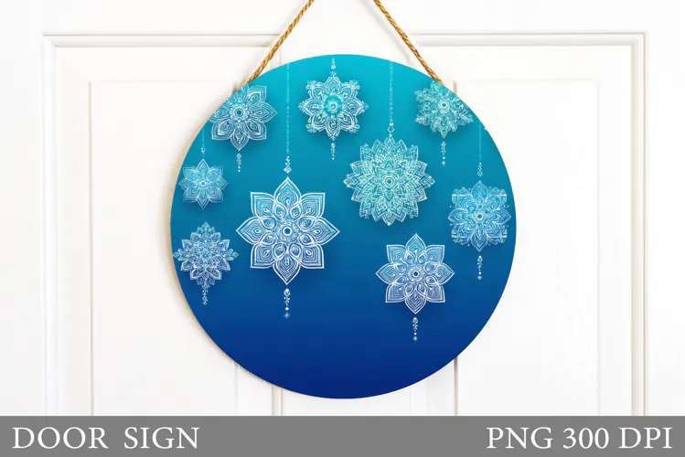 Snowflakes Door Sign Design. Christmas Door Sign Sublimation