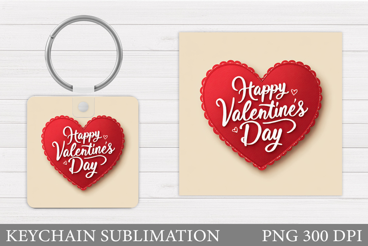Heart Keychain Design. Valentine Keychain Sublimation