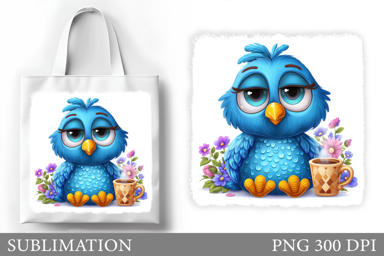 Cute Bird Tote Bag Design. Cute Bird Sublimation