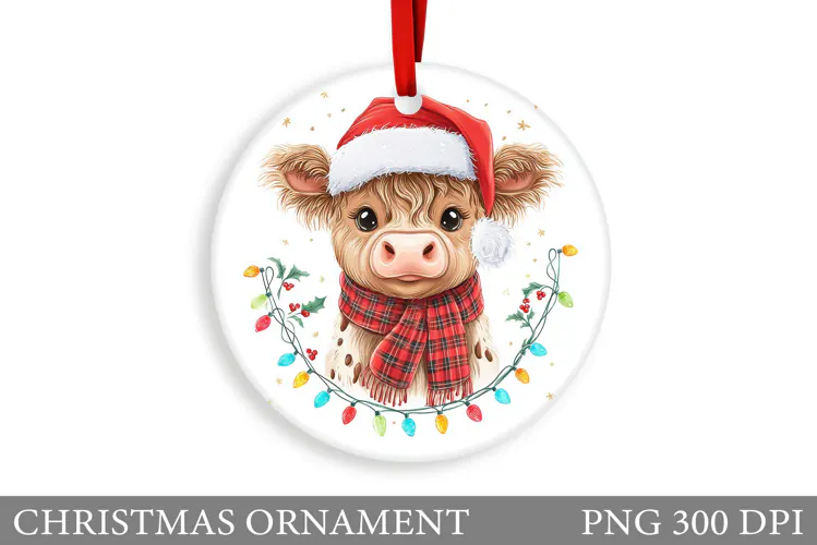 Cute Cow Christmas Ornament. Christmas Ornament Sublimation