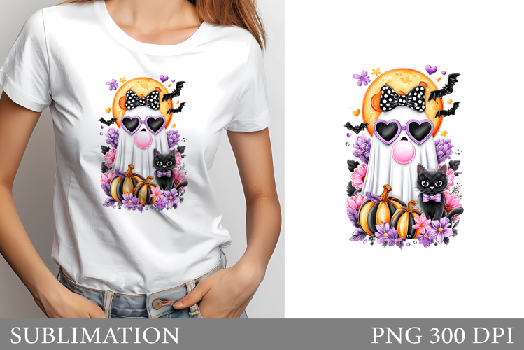 Cute Ghost T-Shirt Design. Cute Ghost Sublimation