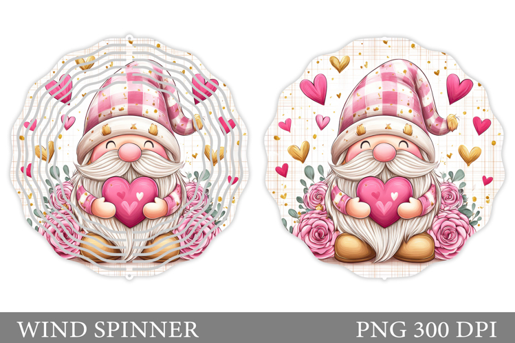 Valentines Gnome Wind Spinner. Valentines Wind Spinner