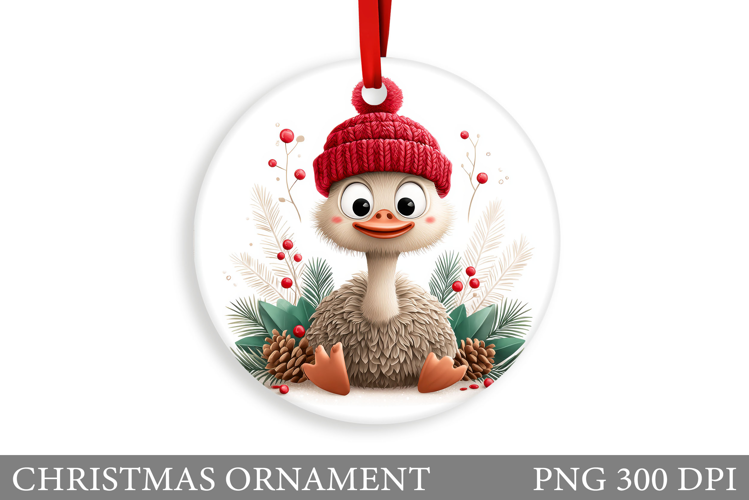 Ostrich Christmas Ornament. Christmas Ostrich Sublimation