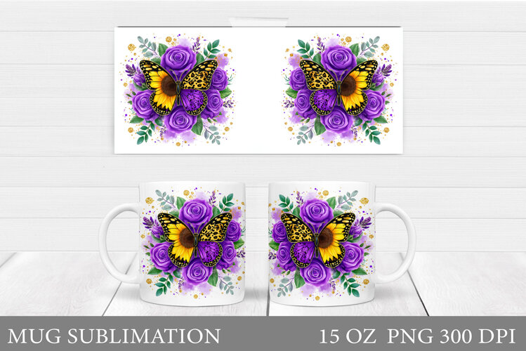 Butterfly Mug Wrap Design. Butterfly Mug Sublimation example image 1