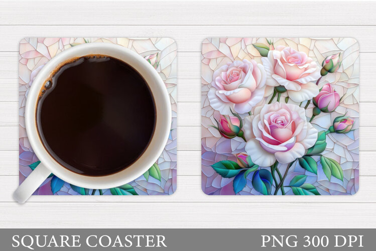 Roses Coaster Sublimation. Flowers Coaster Design example image 1