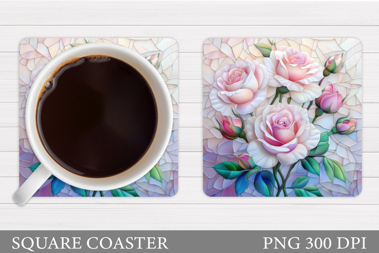 Roses Coaster Sublimation. Flowers Coaster Design
