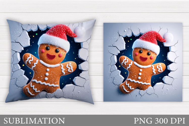 Gingerbread Pillow Design. Christmas Pillow Sublimation