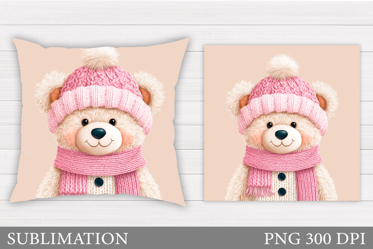 Christmas Bear Pillow Design. Christmas Pillow Sublimation