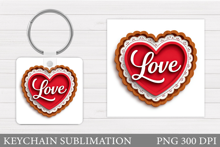 Love Keychain Design. Valentine Keychain Sublimation