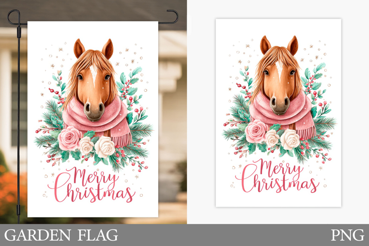 Christmas Horse Garden Flag. Christmas Garden Flag Design