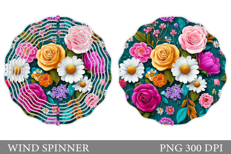 Flowers Wind Spinner Design. Floral Wind Spinner Sublimation