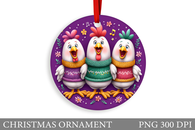 Chicken Christmas Ornament. Christmas Ornament Sublimation