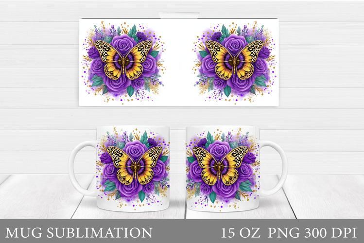 Butterfly Mug Wrap Design. Butterfly Mug Sublimation