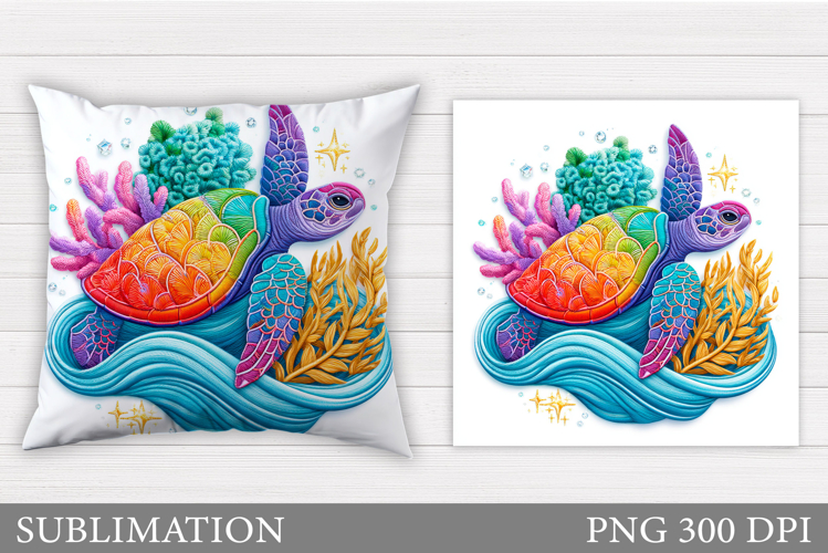 Sea Turtle Pillow Design. Turtle Sublimation example image 1