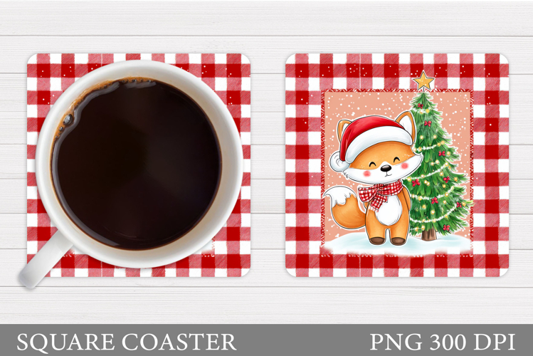 Christmas Fox Coaster. Christmas Coaster Sublimation
