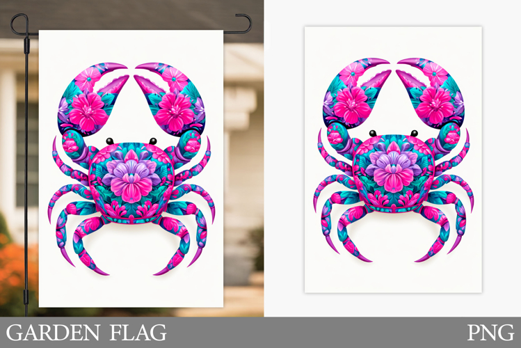 Crab Garden Flag Design. Sea Garden Flag Sublimation