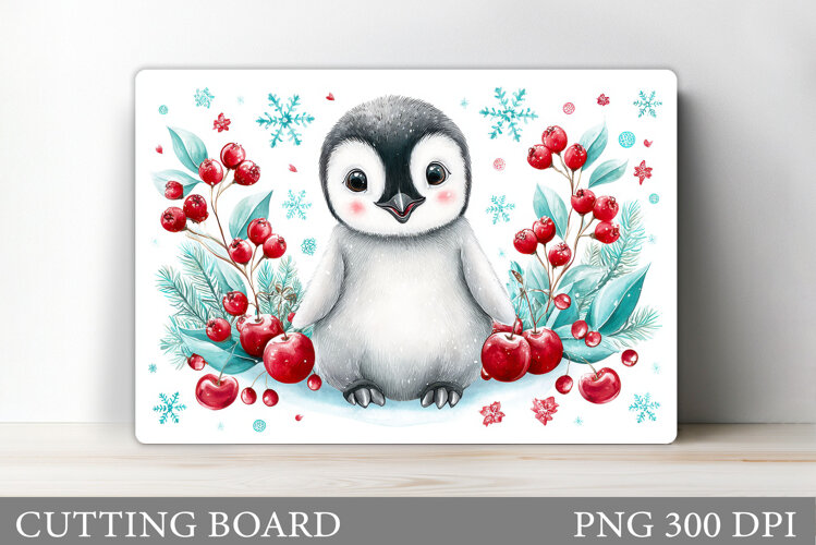 Cute Penguin Cutting Board. Christmas Cutting Board Design example image 1
