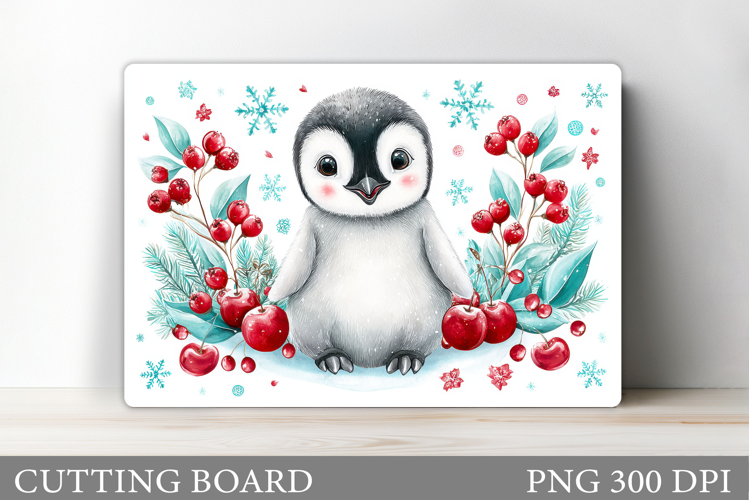 Cute Penguin Cutting Board. Christmas Cutting Board Design