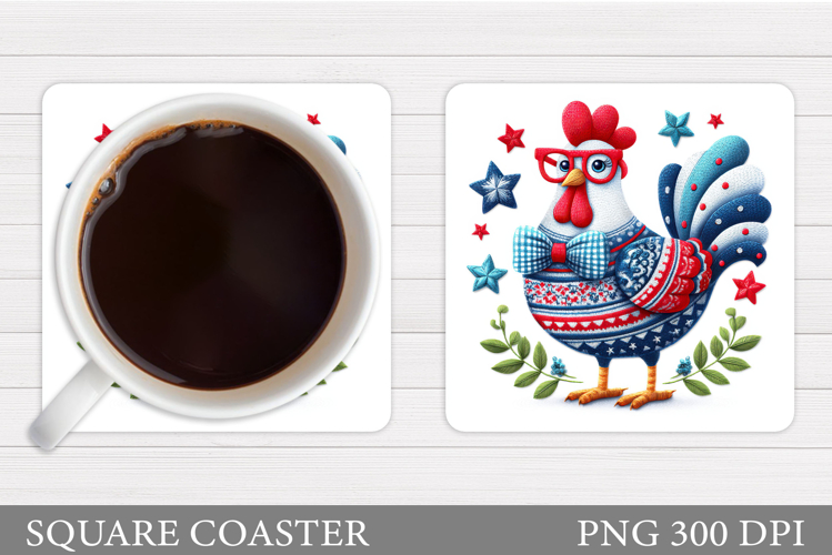 Cute Chicken Coaster. Patriotic Coaster Sublimation