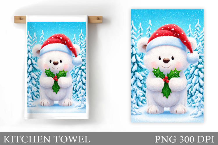 Christmas Bear Kitchen Towel. Christmas Kitchen Towel Design