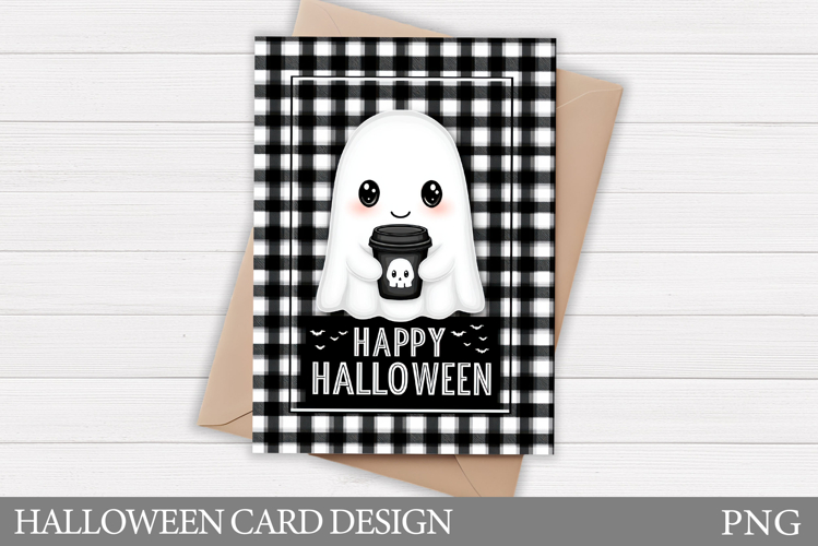 Cute Halloween Card Design. Halloween Ghost Card Printable