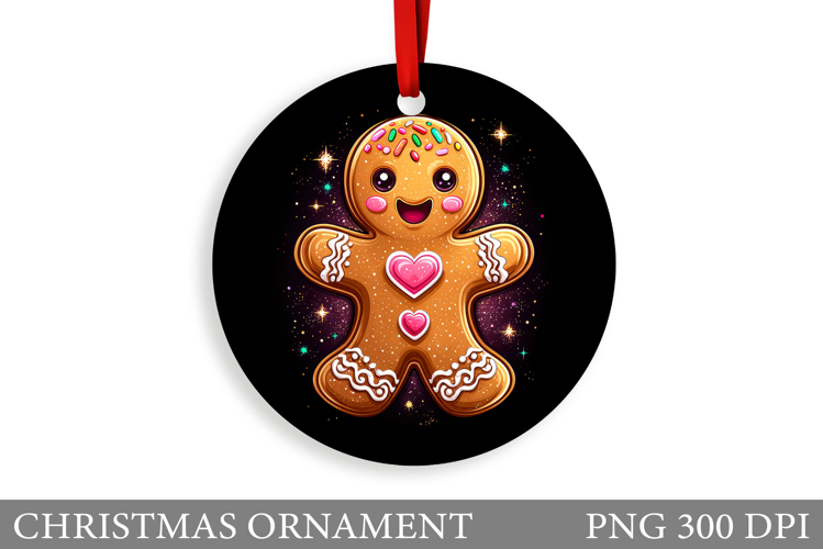 Gingerbread Christmas Ornament. Cute Raccoon Sublimation