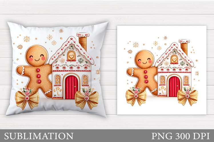 Gingerbread Pillow Design. Christmas Pillow Sublimation