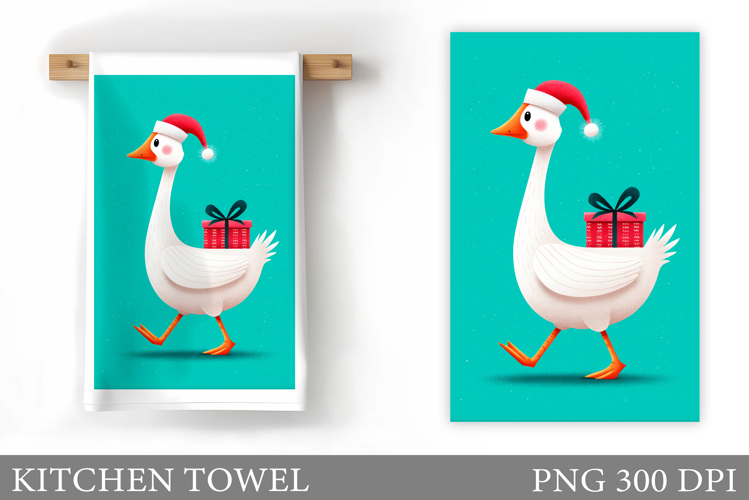 Christmas Goose Kitchen Towel. Christmas Kitchen Towel