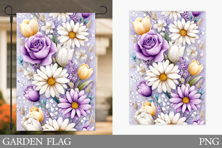 Flowers Garden Flag Sublimation. Floral Garden Flag Design