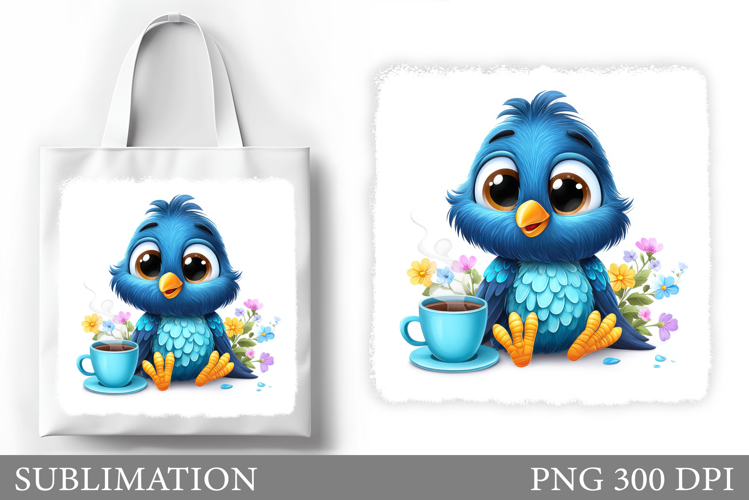 Cute Bird Tote Bag Design. Cute Bird Sublimation