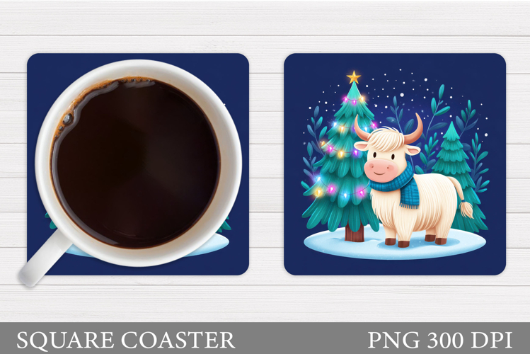Christmas Cow Coaster. Christmas Cow Coaster Sublimation