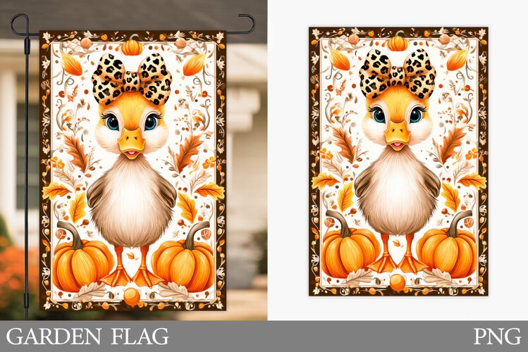 Fall Duck Garden Flag Design. Fall Garden Flag Sublimation example image 1