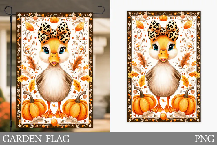 Fall Duck Garden Flag Design. Fall Garden Flag Sublimation