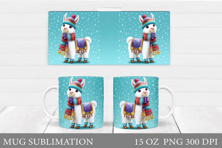 Christmas Lama Mug Design. Christmas Mug Sublimation