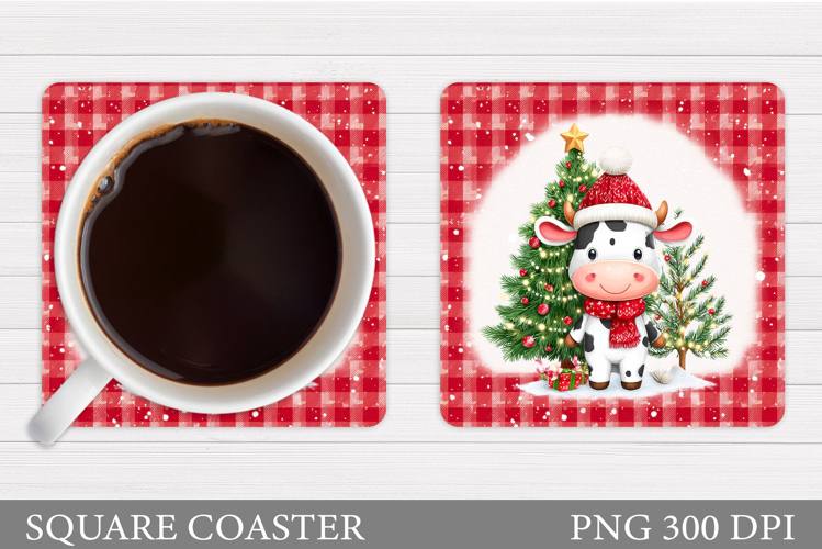 Christmas Cow Coaster. Christmas Cow Coaster Sublimation