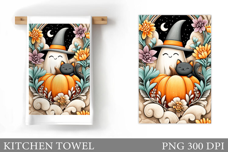 Halloween Kitchen Towel Design. Halloween Sublimation example image 1