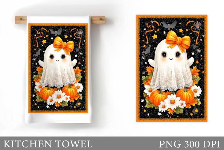Ghost Kitchen Towel. Halloween Kitchen Towel Design example image 1