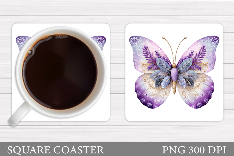 Floral Butterfly Coaster Design. Butterfly Sublimation
