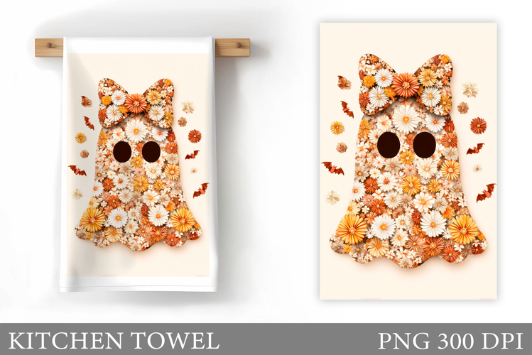 Cute Ghost Kitchen Towel. Cute Halloween Kitchen Towel