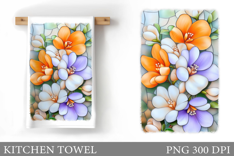 Flowers Kitchen Towel. Floral Kitchen Towel Sublimation
