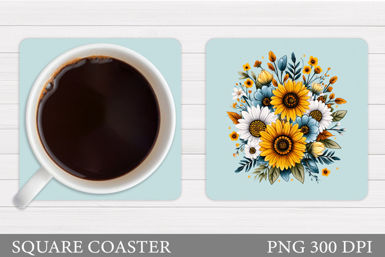 Floral Coaster Design. Flowers Coaster Sublimation