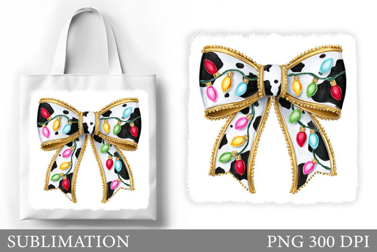 Christmas Bow Tote Bag. Christmas Tote Bag Sublimation example image 1