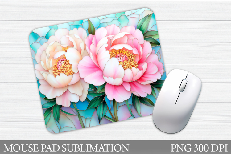 Peonies Mouse Pad Sublimation. Floral Mouse Pad Design