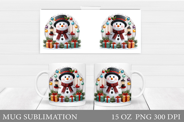 Cute Snowman Mug Design. Christmas Mug Sublimation