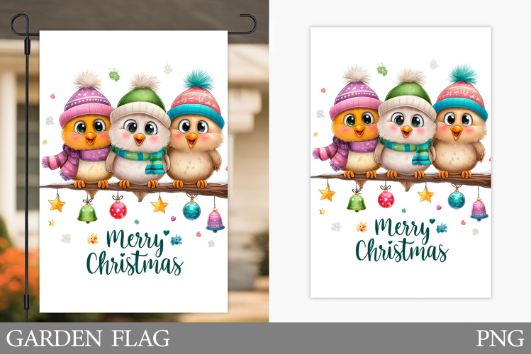 Christmas Birds Garden Flag. Christmas Garden Flag Design